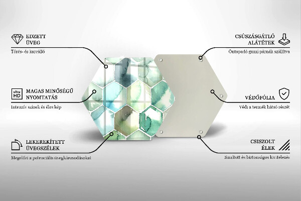 Kuchynská doska zo skla Akvarelové šesťuholníky