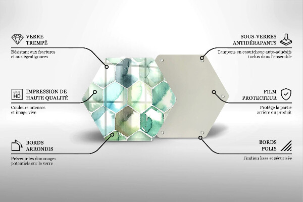 Kuchynská doska zo skla Akvarelové šesťuholníky