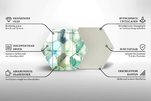 Kuchynská doska zo skla Akvarelové šesťuholníky