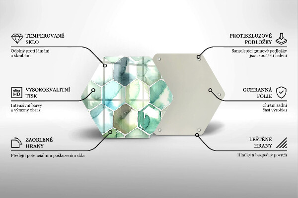 Kuchynská doska zo skla Akvarelové šesťuholníky
