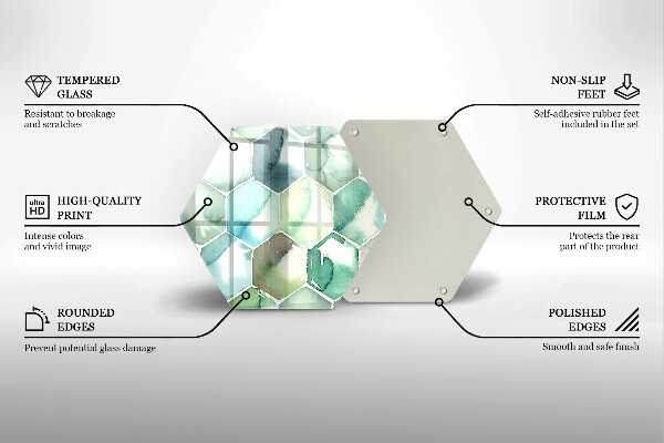 Kuchynská doska zo skla Akvarelové šesťuholníky