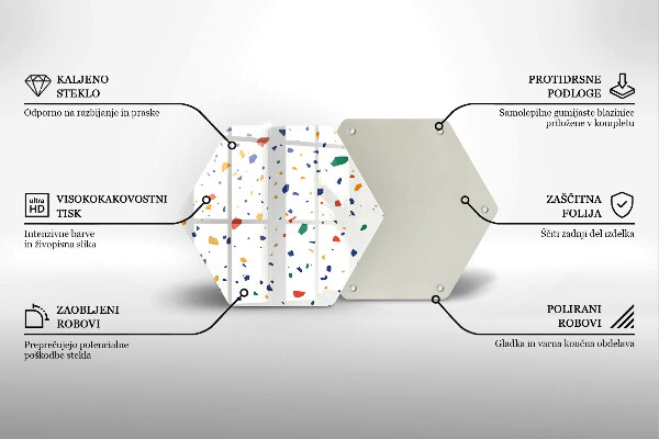 Kuchynská doska zo skla Farebná kamenina