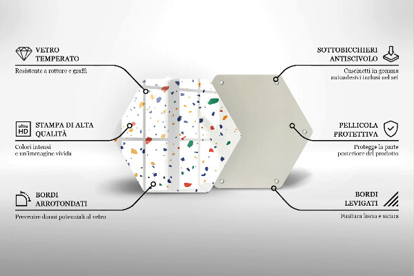 Kuchynská doska zo skla Farebná kamenina