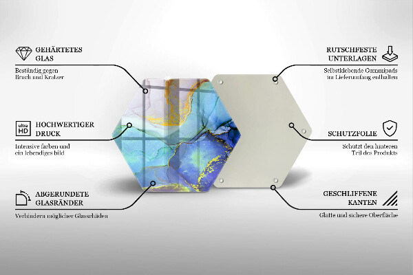 Kuchynská doska veľká zo skla Prasknutý zlatý kameň