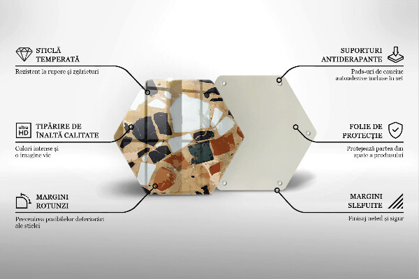 Kuchynská doska veľká zo skla Doska s dekoratívnymi kameňmi