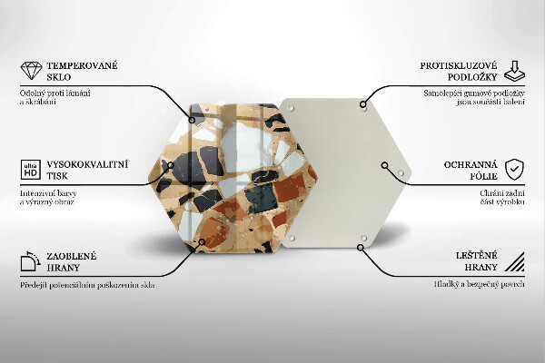 Kuchynská doska veľká zo skla Doska s dekoratívnymi kameňmi