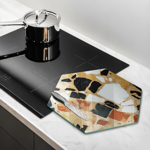 Kuchynská doska veľká zo skla Doska s dekoratívnymi kameňmi