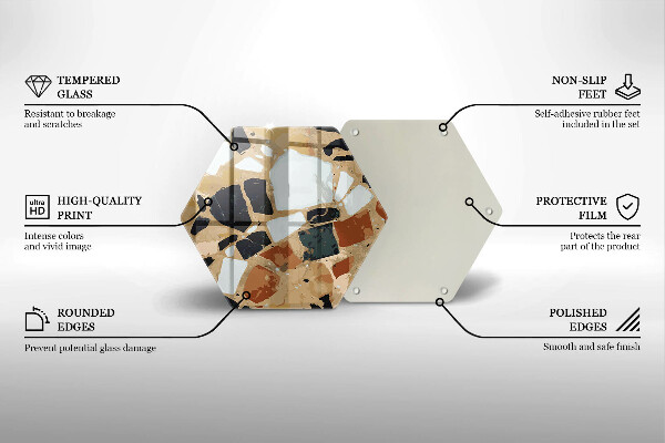 Kuchynská doska veľká zo skla Doska s dekoratívnymi kameňmi