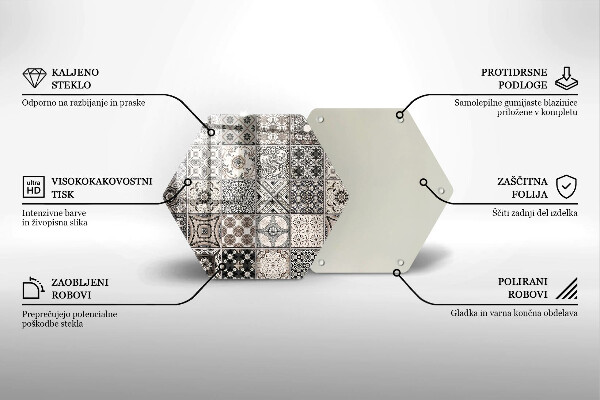 Kuchynská doska veľká zo skla Dekoratívne dlaždice