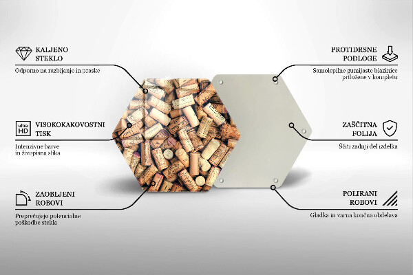 Kuchynská doska veľká zo skla Bezšvový vzor vínových zátok