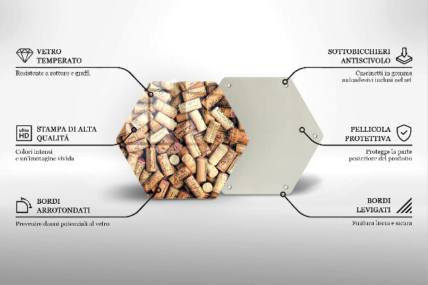 Kuchynská doska veľká zo skla Bezšvový vzor vínových zátok