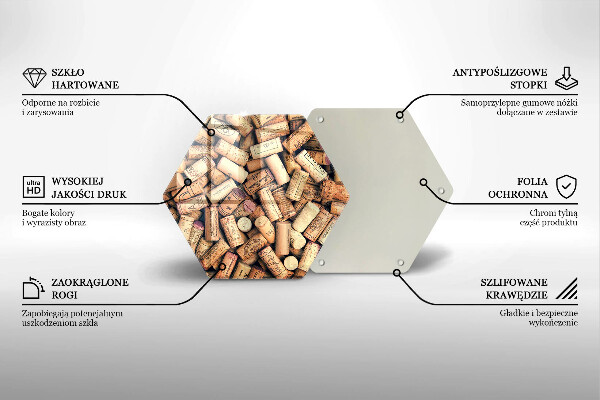 Kuchynská doska veľká zo skla Bezšvový vzor vínových zátok
