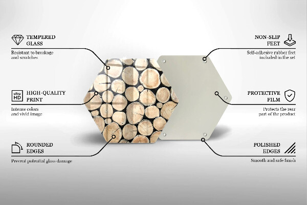 Kuchynská doska veľká zo skla Drevené kmene stromov