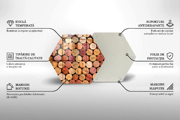 Kuchynská doska veľká zo skla Vzor vínových korkov