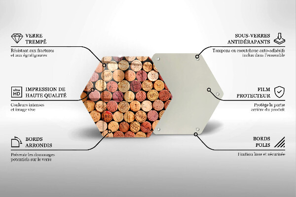 Kuchynská doska veľká zo skla Vzor vínových korkov