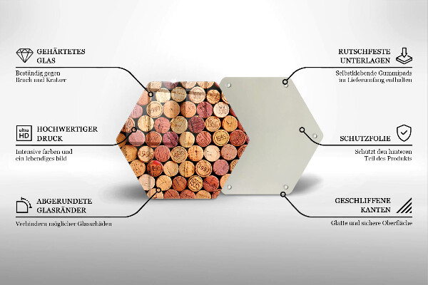 Kuchynská doska veľká zo skla Vzor vínových korkov