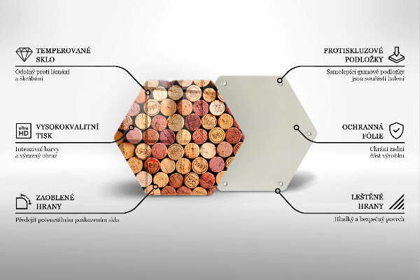 Kuchynská doska veľká zo skla Vzor vínových korkov