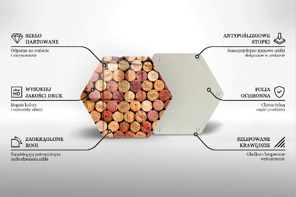 Kuchynská doska veľká zo skla Vzor vínových korkov