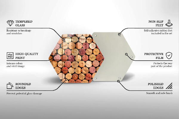 Kuchynská doska veľká zo skla Vzor vínových korkov