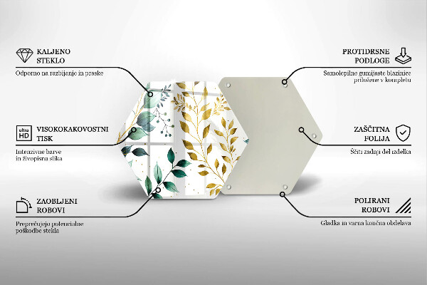 Kuchynská doska zo skla Zelené a zlaté listy