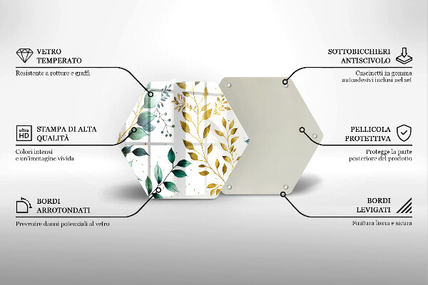 Kuchynská doska zo skla Zelené a zlaté listy