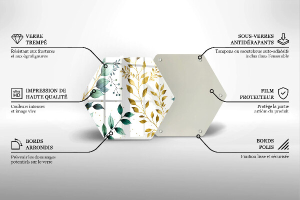 Kuchynská doska zo skla Zelené a zlaté listy