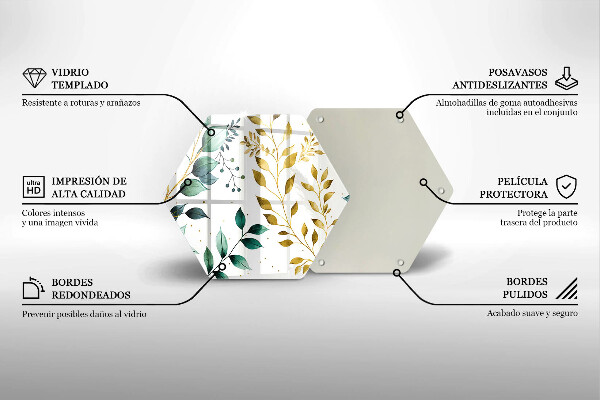 Kuchynská doska zo skla Zelené a zlaté listy