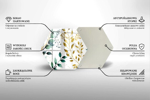 Kuchynská doska zo skla Zelené a zlaté listy