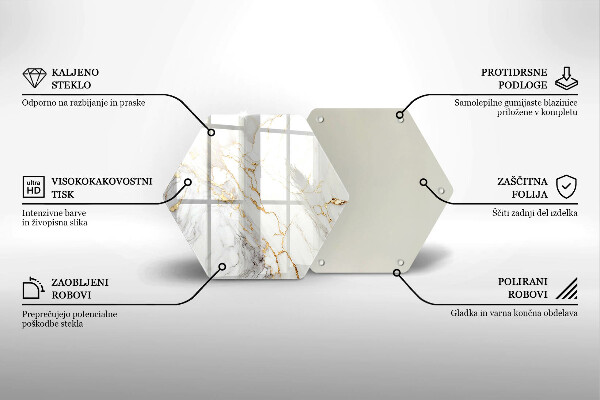 Kuchynská doska zo skla Svetlý mramor so zlatom