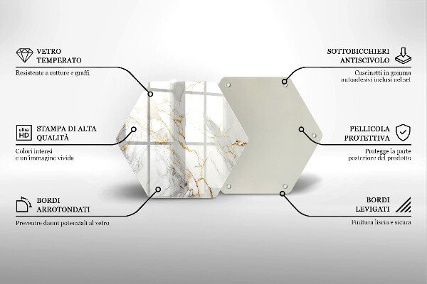 Kuchynská doska zo skla Svetlý mramor so zlatom