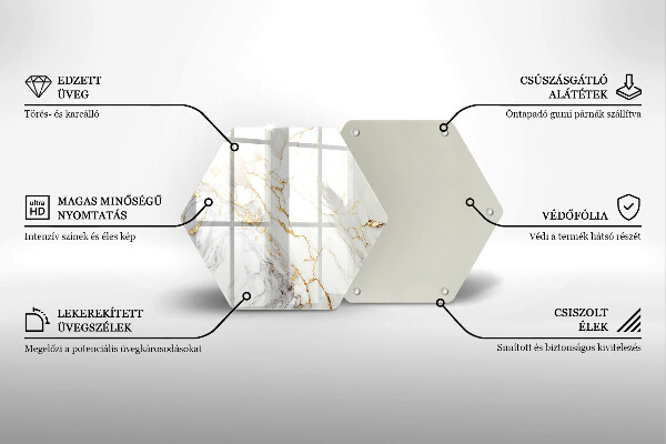 Kuchynská doska zo skla Svetlý mramor so zlatom