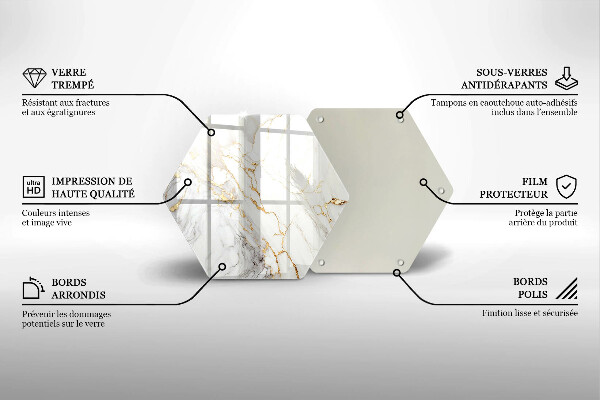 Kuchynská doska zo skla Svetlý mramor so zlatom