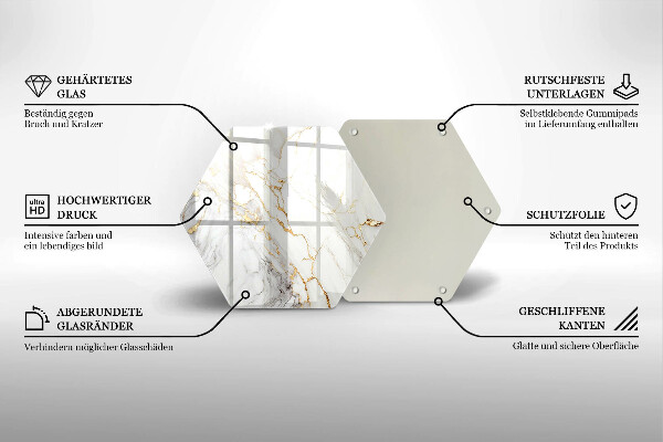 Kuchynská doska zo skla Svetlý mramor so zlatom