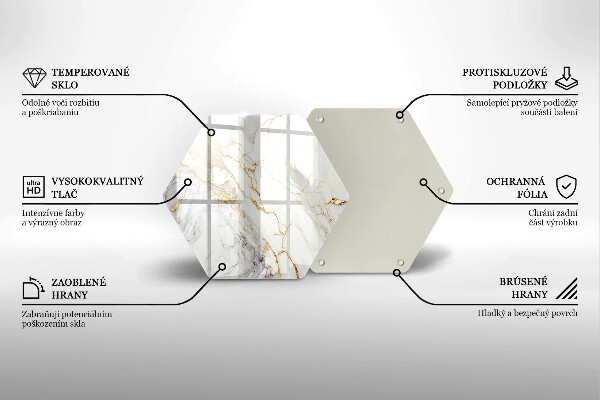 Kuchynská doska zo skla Svetlý mramor so zlatom