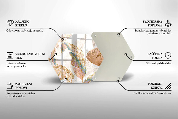 Kuchynská doska zo skla Boho perie a listy