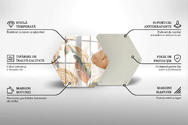 Kuchynská doska zo skla Boho perie a listy