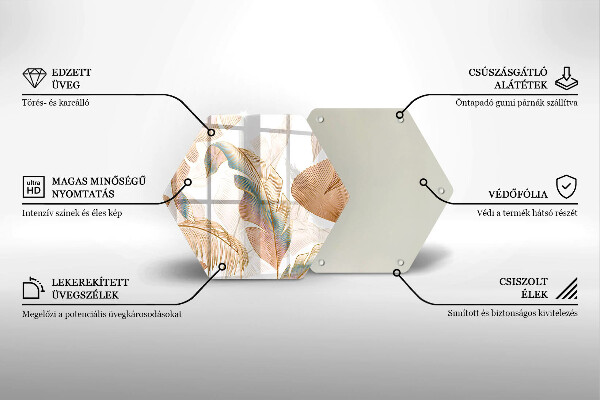 Kuchynská doska zo skla Boho perie a listy