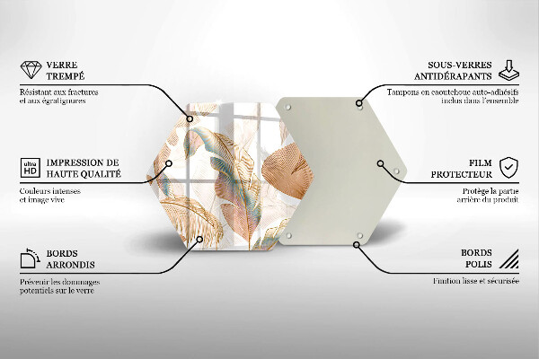 Kuchynská doska zo skla Boho perie a listy