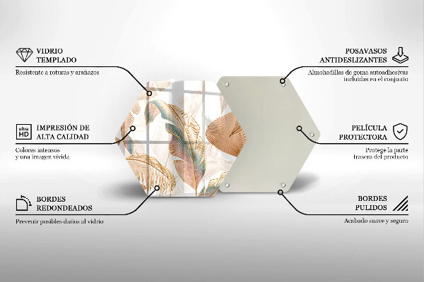 Kuchynská doska zo skla Boho perie a listy