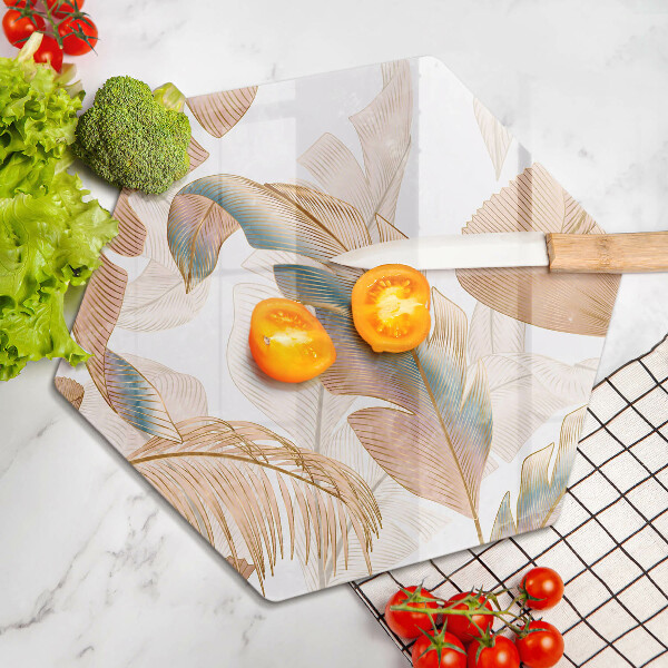 Kuchynská doska zo skla Boho perie a listy