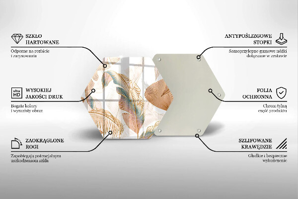 Kuchynská doska zo skla Boho perie a listy