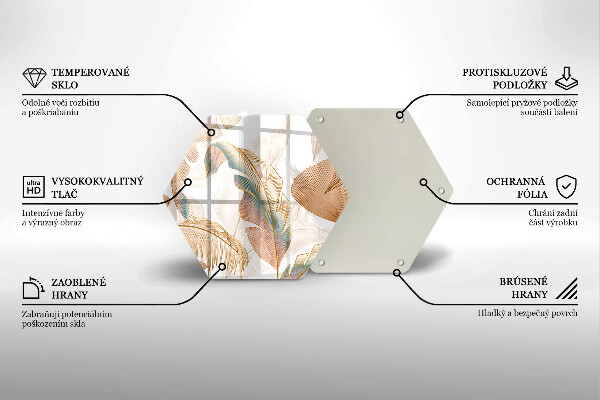 Kuchynská doska zo skla Boho perie a listy