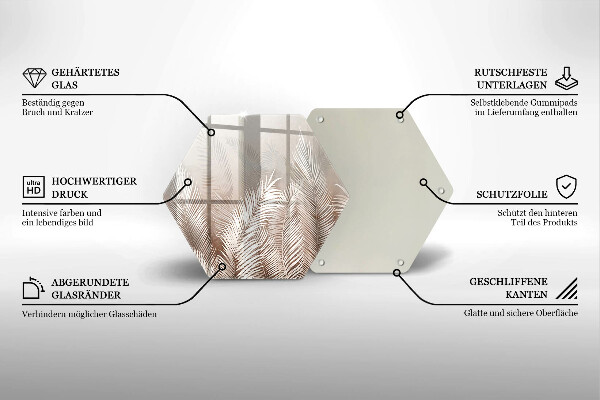 Kuchynská doska zo skla Boho vegetačné listy