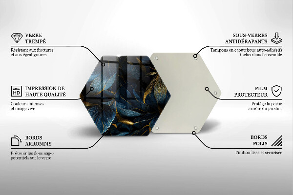 Kuchynská doska zo skla Ozdobné listy so zlatom