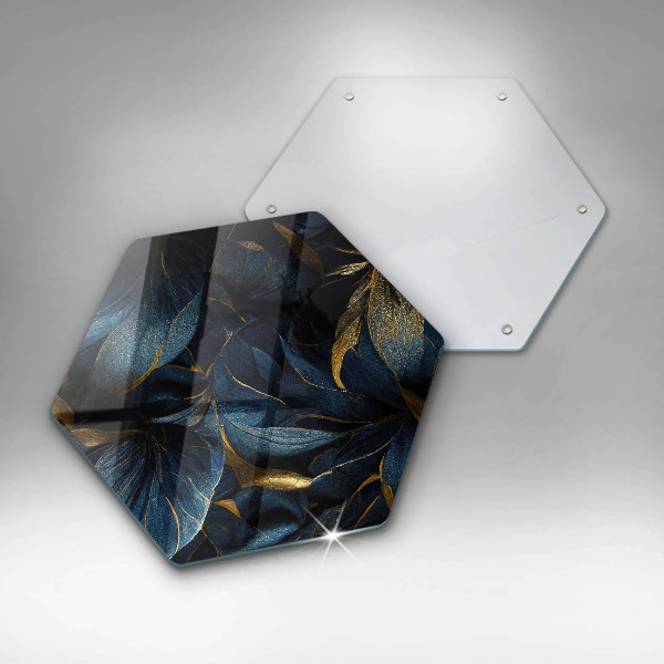 Kuchynská doska zo skla Ozdobné listy so zlatom