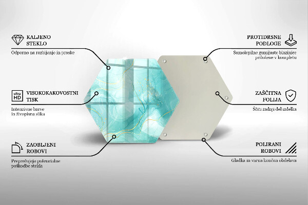 Kuchynská doska veľká zo skla Modrá a zlatá abstrakcia