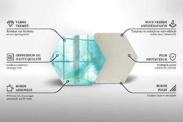 Kuchynská doska veľká zo skla Modrá a zlatá abstrakcia