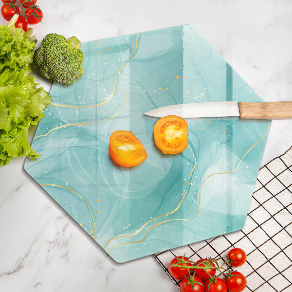 Kuchynská doska veľká zo skla Modrá a zlatá abstrakcia