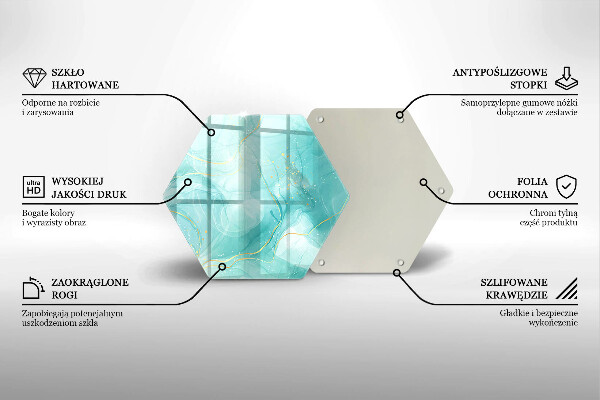 Kuchynská doska veľká zo skla Modrá a zlatá abstrakcia