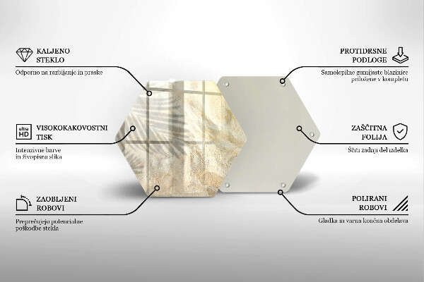 Kuchynská doska veľká zo skla Palmové listy a piesok